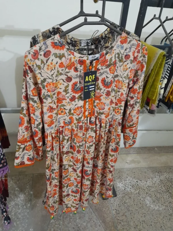 Ladies Suit with Orange Flowers Design