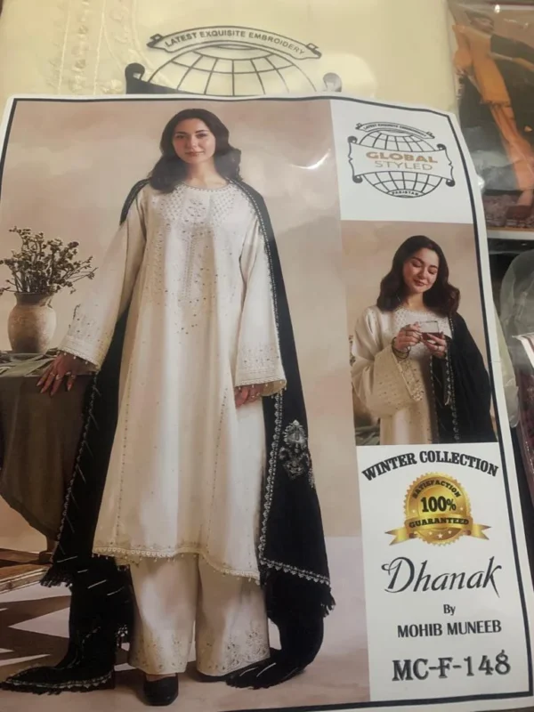 Ladies White Dhanak Suit