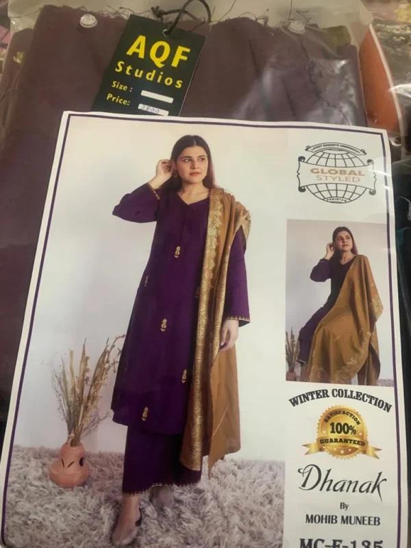 Ladies Purple Color Dhanak Suit